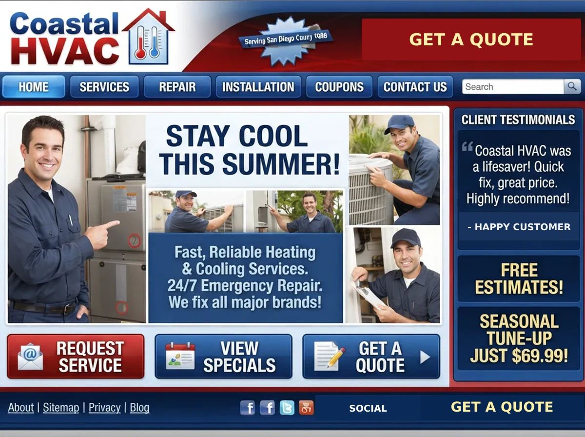 Coastal HVAC website before the redesign